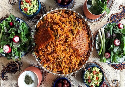 لوبیا پلوی مجلسی و بدون گوشت ؛ مخصوص گیاهخوران + طرز تهیه 